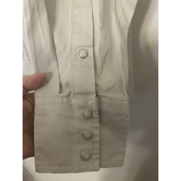 Mens Wrangler Light Khaki Heavy Cotton Work Shirt Western Pearl Snap Size XL - Picture 6 of 12